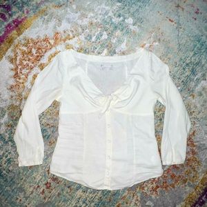 Urban Outfitters White Madix Tie Front Blouse